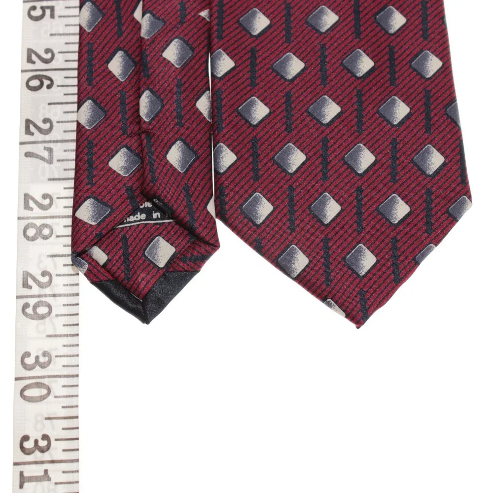 Italo Ferretti NWT Neck Tie in Red Geometric Print 100% Silk Made in Italy